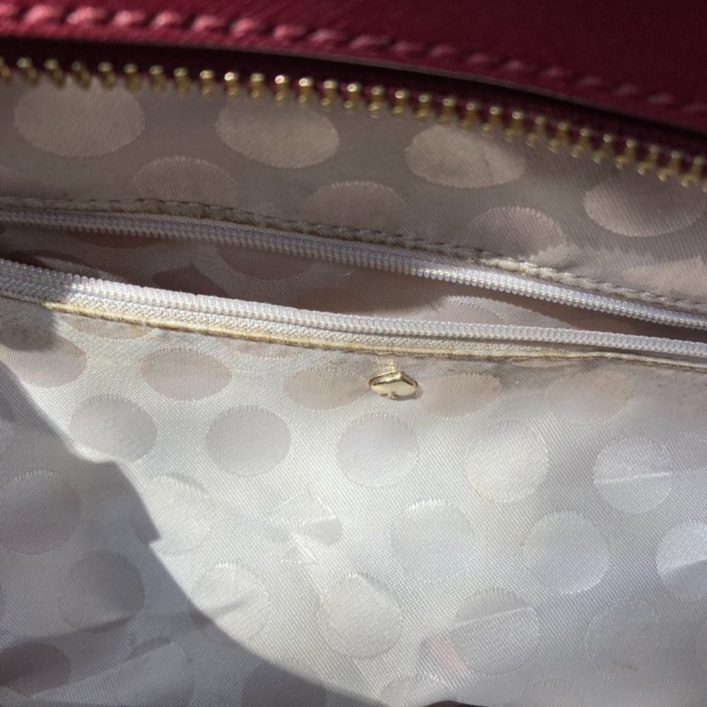 Kate Spade ♠️ Leather Handbag Great Size And Condition! Linen And Merlot Colors! - Picture 9 of 9
